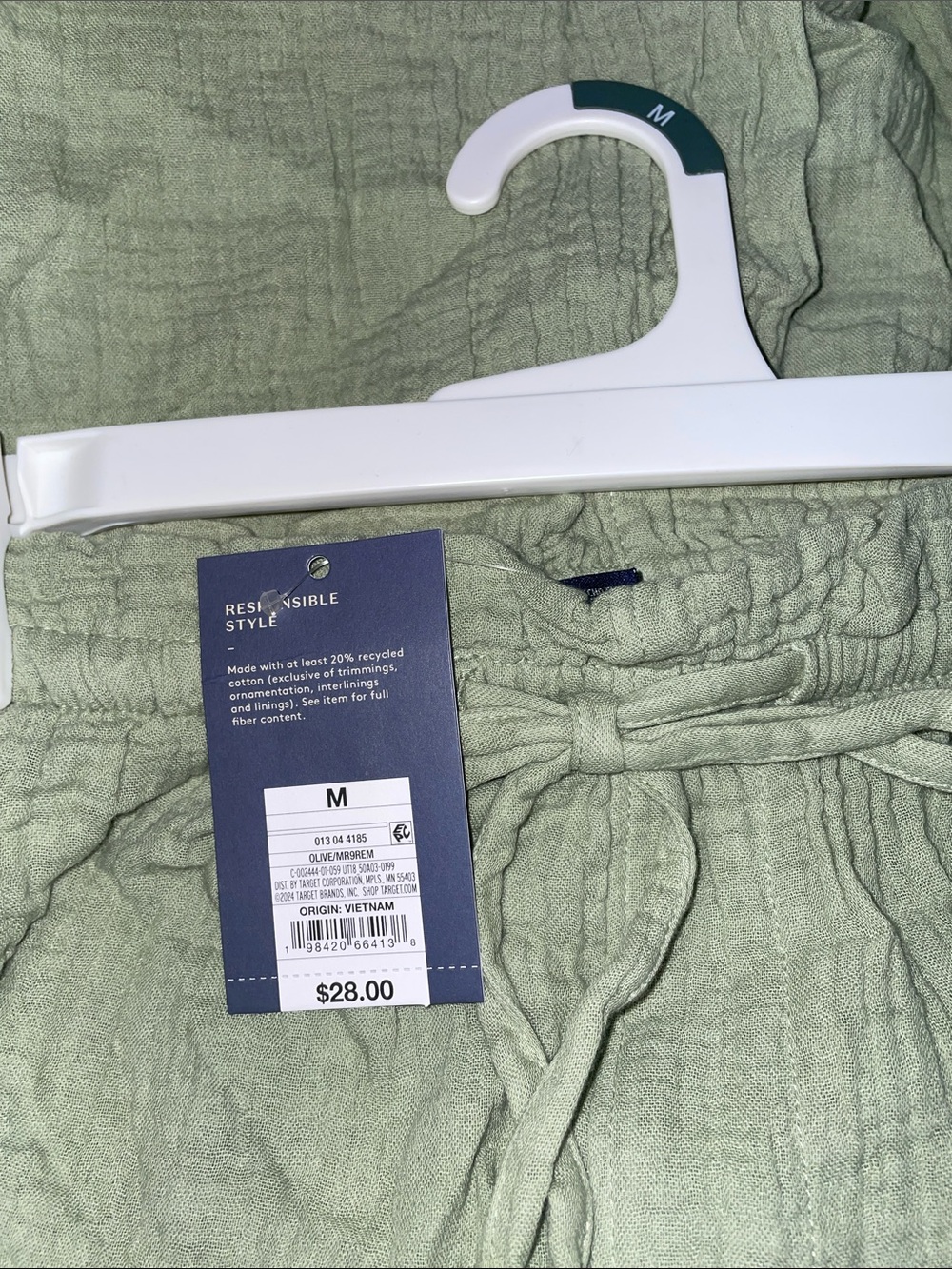 Universal Thread Wide-Leg Drawstring Gauze Cotton Pants in Olive Green Var Sizes - Picture 11 of 11